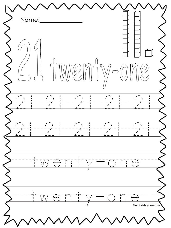 10 Printable Numbers 21 30 Tracing Worksheets Etsy