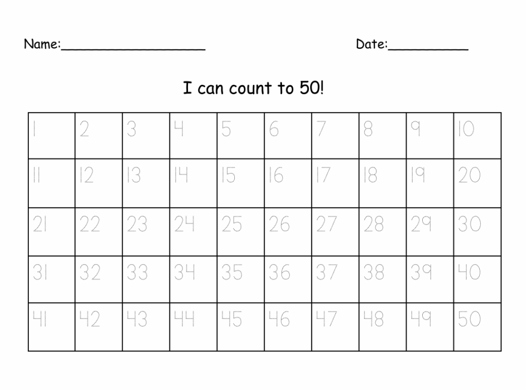 12 Best Printable Number 1 50 Worksheet Printablee