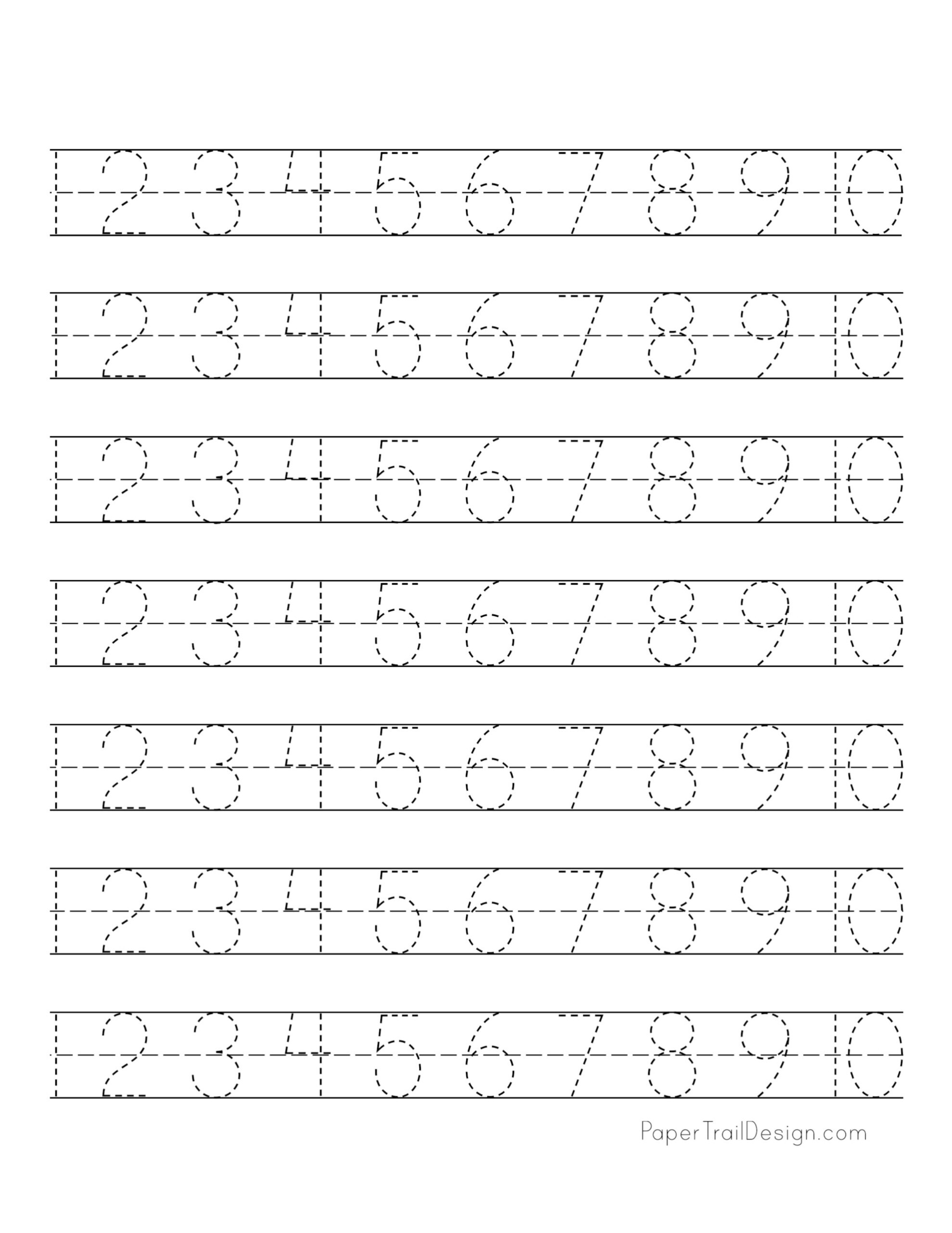 Free Number Tracing Worksheets Paper Trail Design