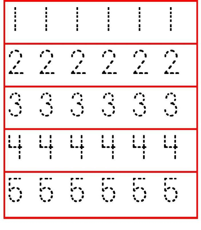 TRACING NUMBERS 1 2 3 4 5 WORKSHEET