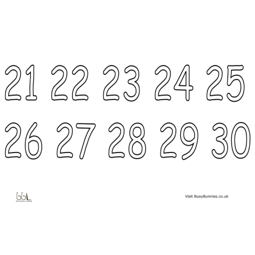 10 Printable Numbers 21 30 Tracing Worksheets Etsy In 2020 Tracing 