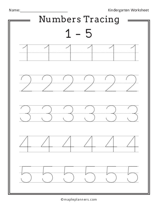 Numbers 1 5 Tracing Worksheets