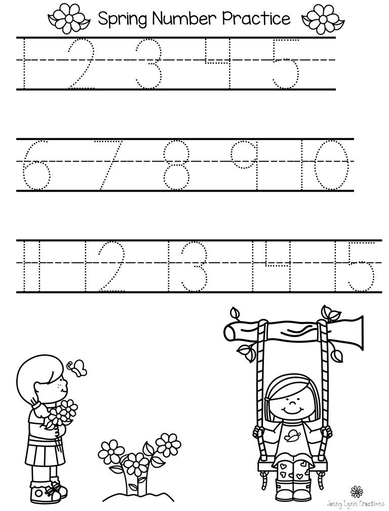 Spring Math Literacy Packet Numbers Preschool Preschool Worksheets