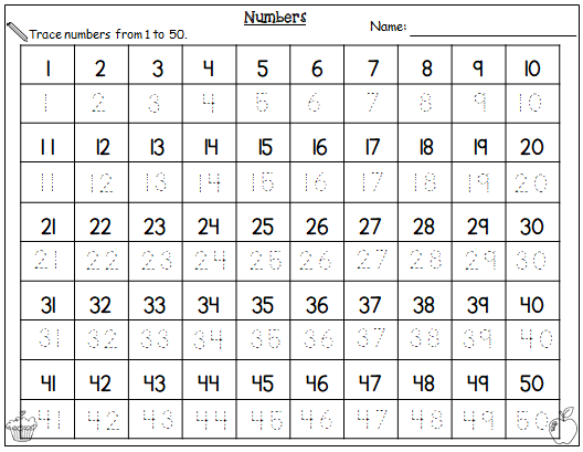 Tracing Numbers Printable Worksheet 1 50 Tracing Printable Preschool 
