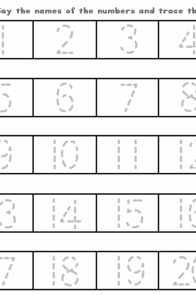 Tracing Numbers Worksheets 1 20 2020VW COM